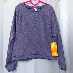 NWT Lucy Pure Indigo Striped Top With Inner Fleece Size XL